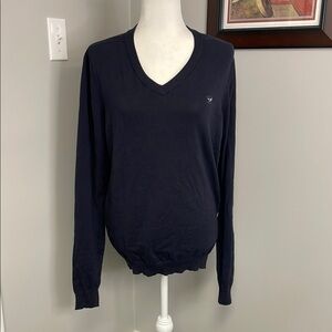 Diesel men's v-neck sweater navy blue lightweight size Large Cotton